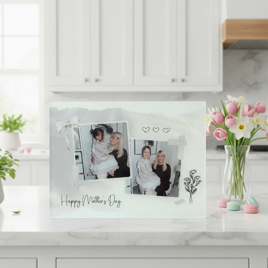 2 Photo Chopping Board Grey/ Black Design