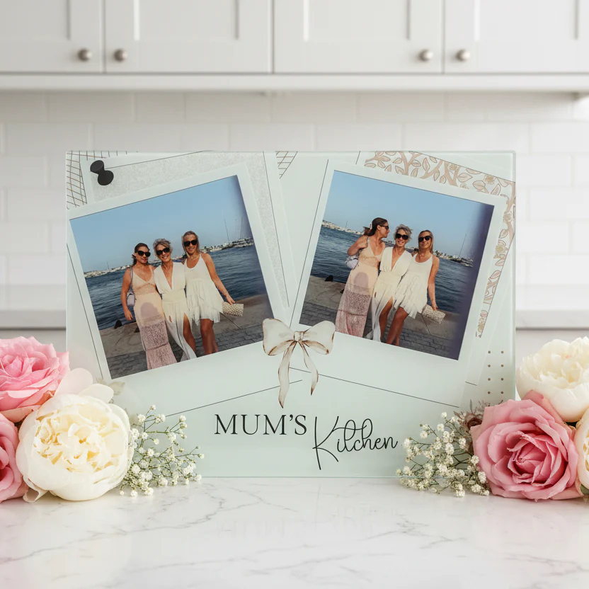 2 Photo Chopping Board with bows and flowers - Image 2