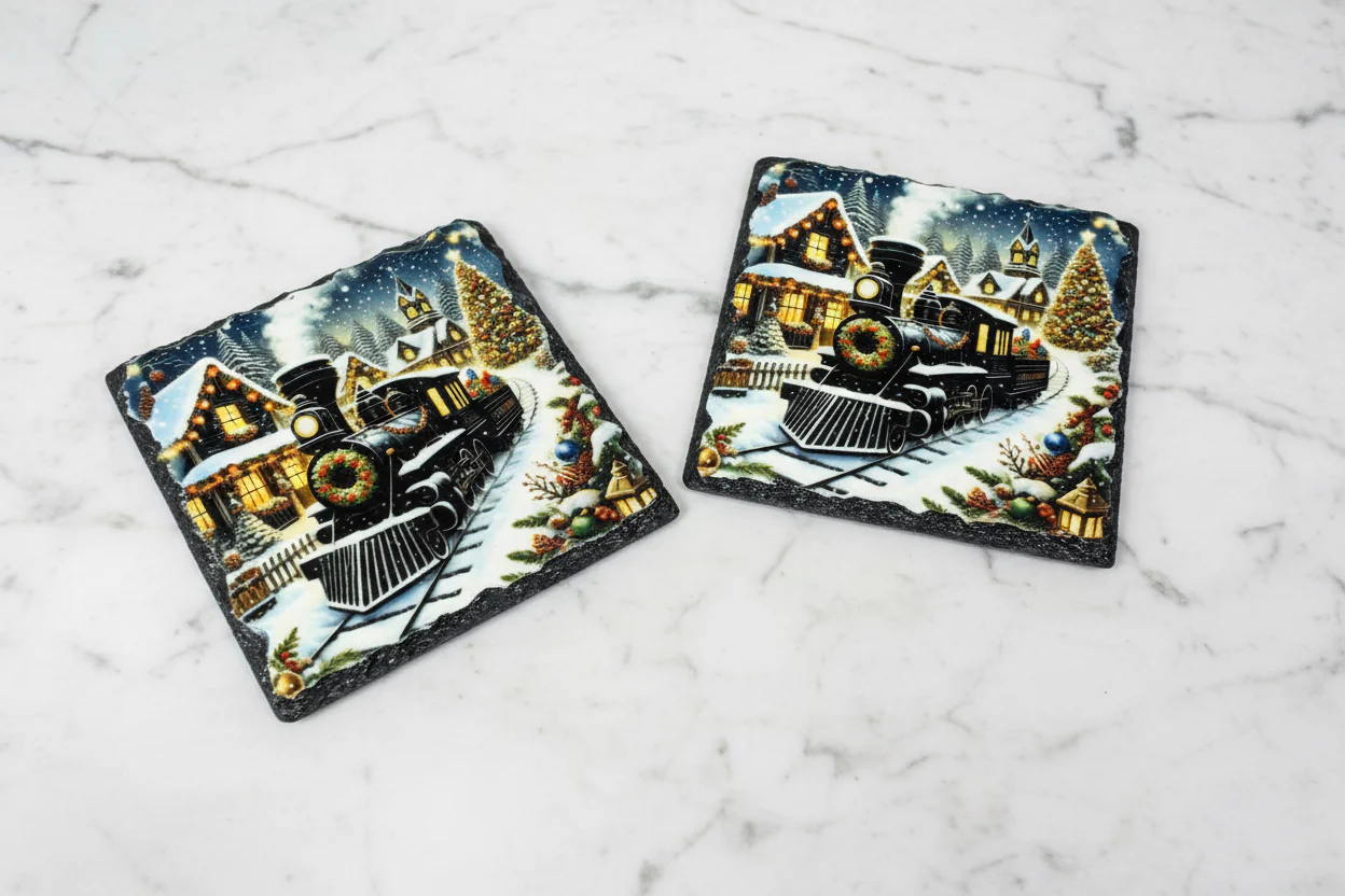 2 Set of Christmas Train Coasters - Image 2