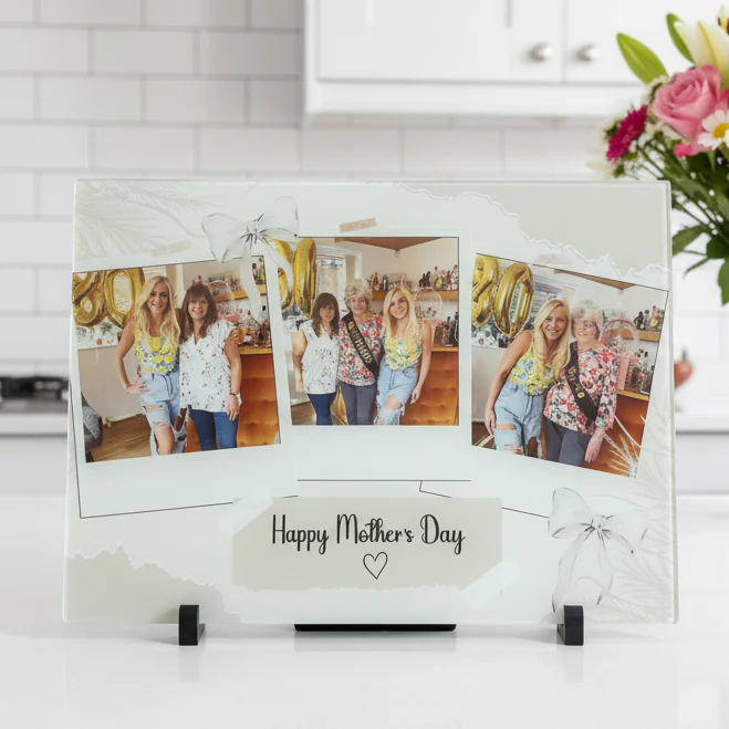 3 Photo Chopping Board with bows and flowers - Image 2