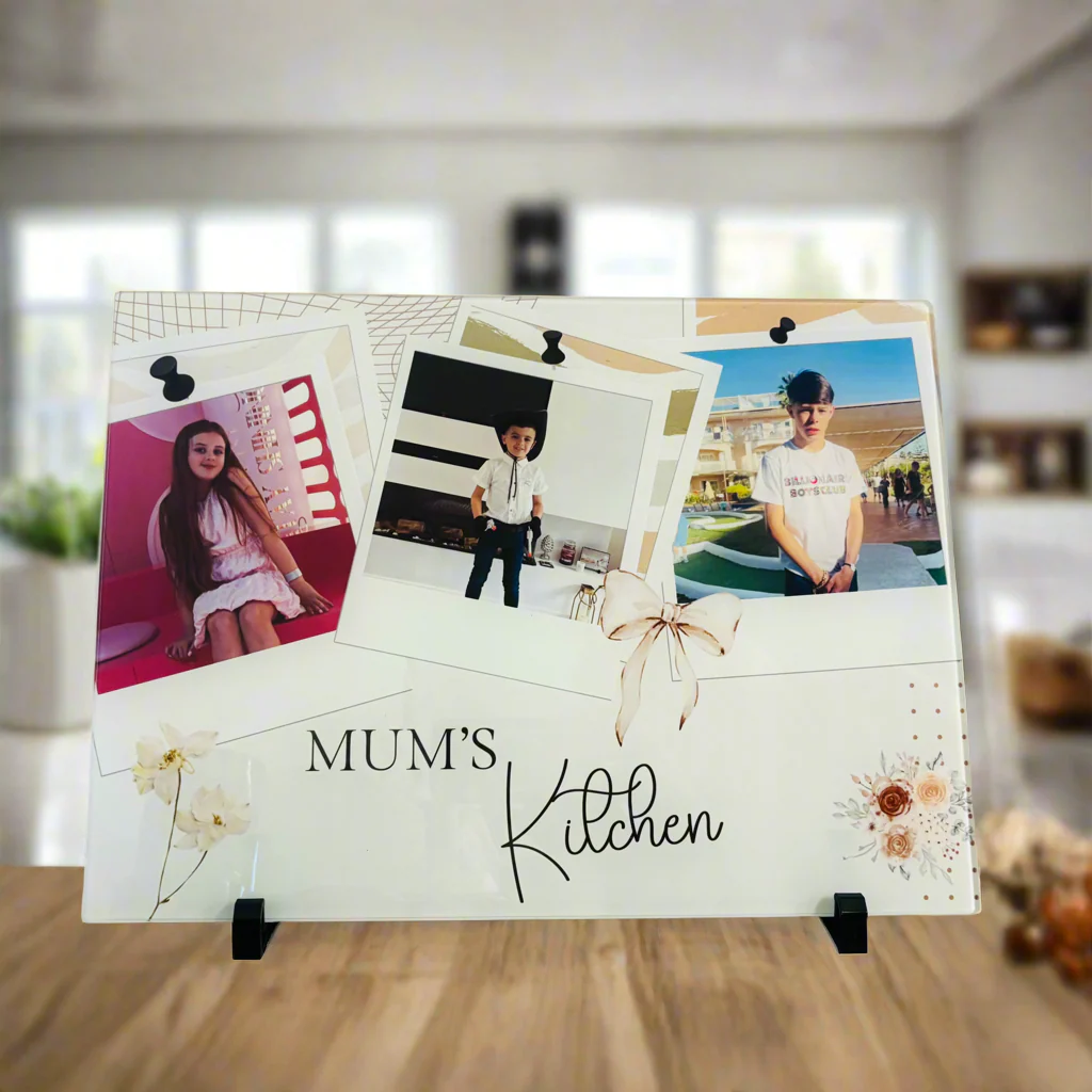 3 Photo Chopping Board with bows and flowers - Image 2