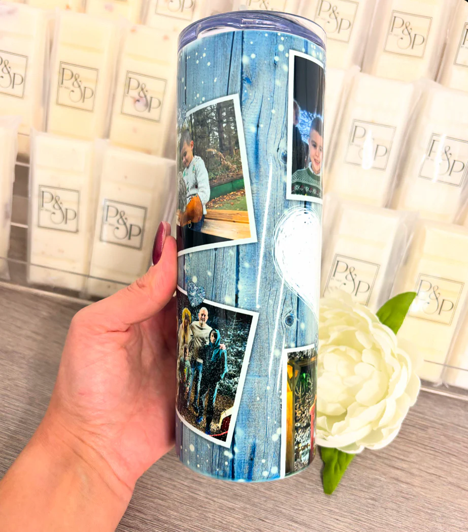 6 Photo Blue Heart Tumbler - Image 2