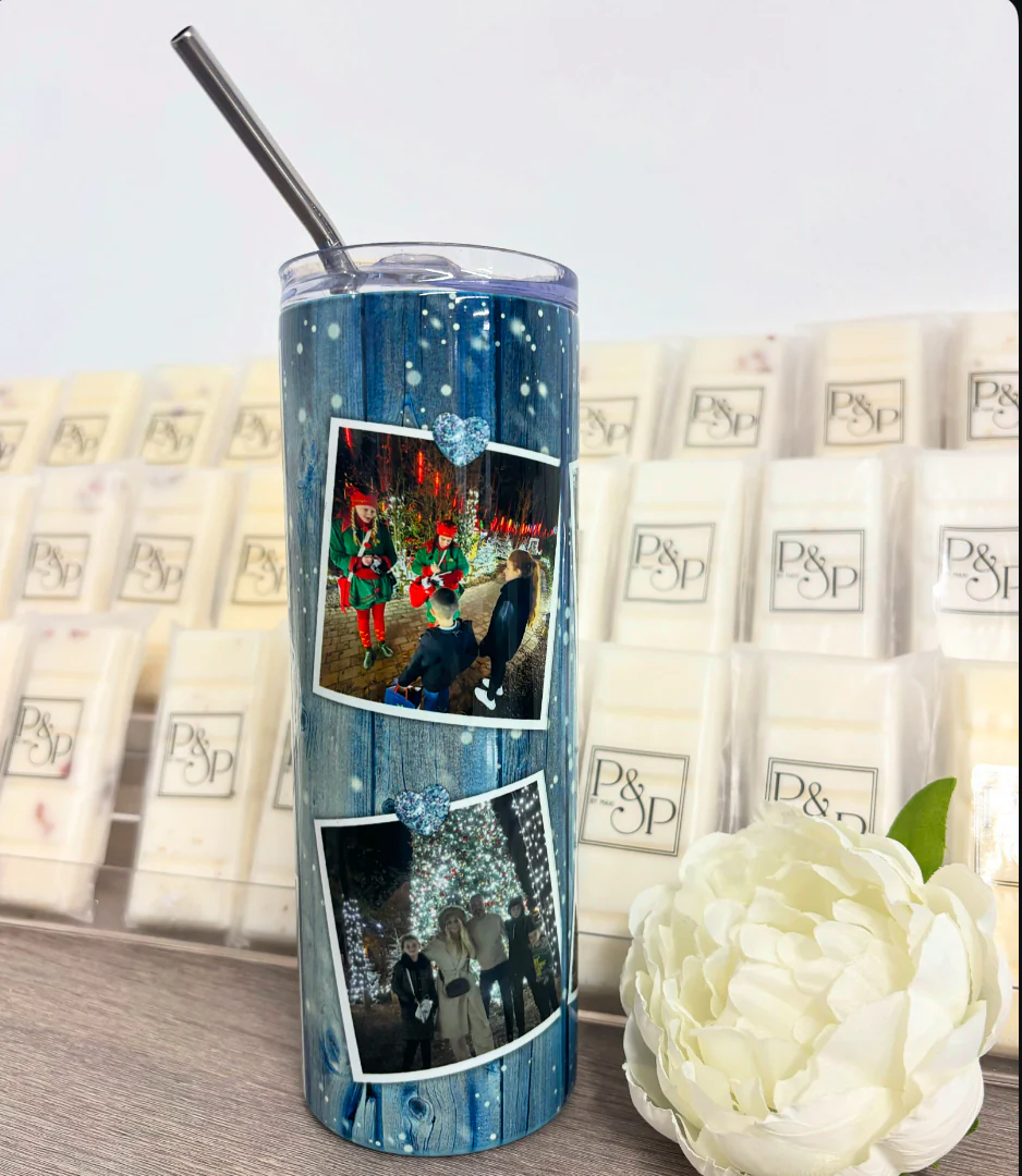 6 Photo Blue Heart Tumbler - Image 3