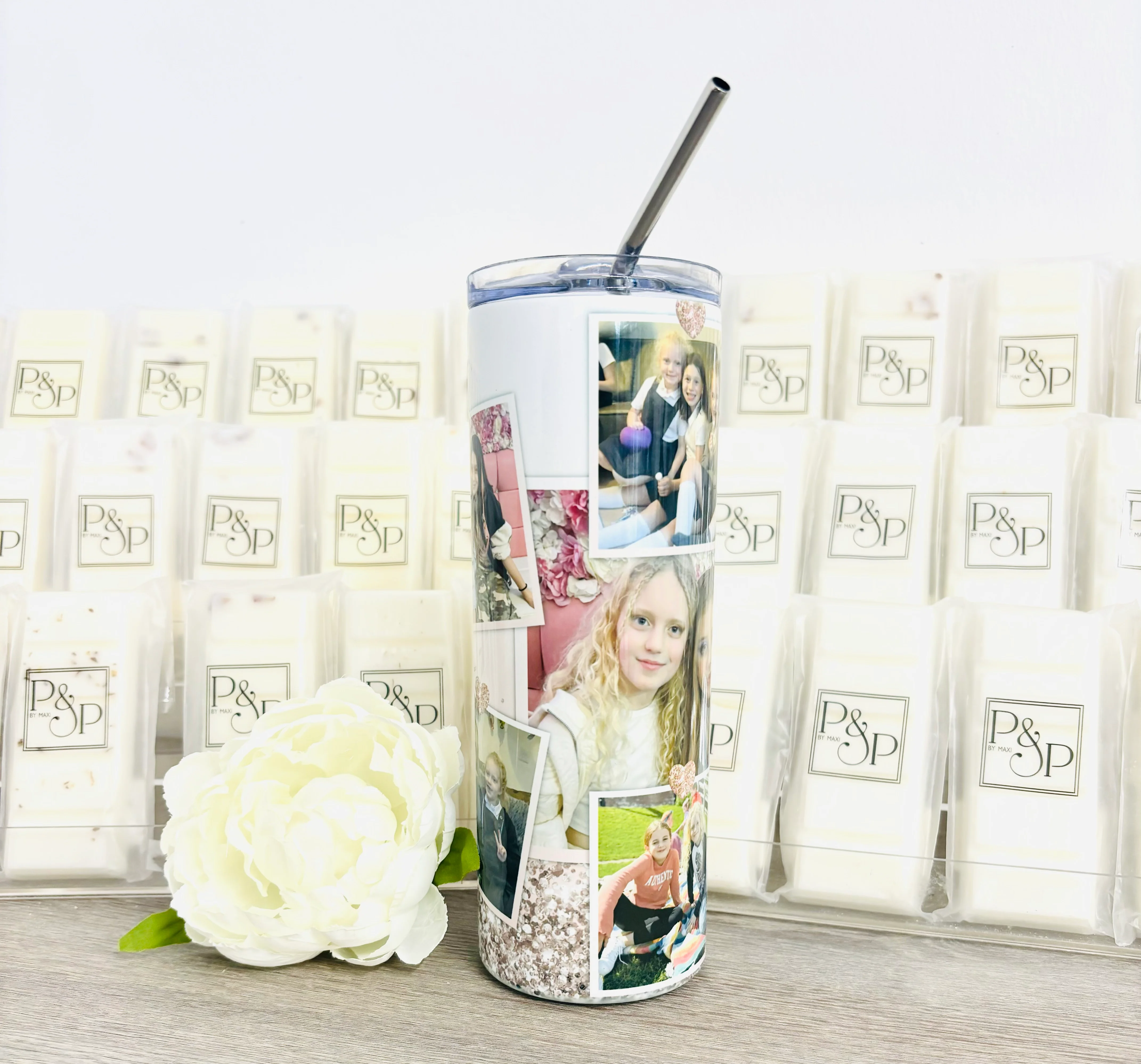 7 Photo Rose Gold Glitter Tumbler - Image 3