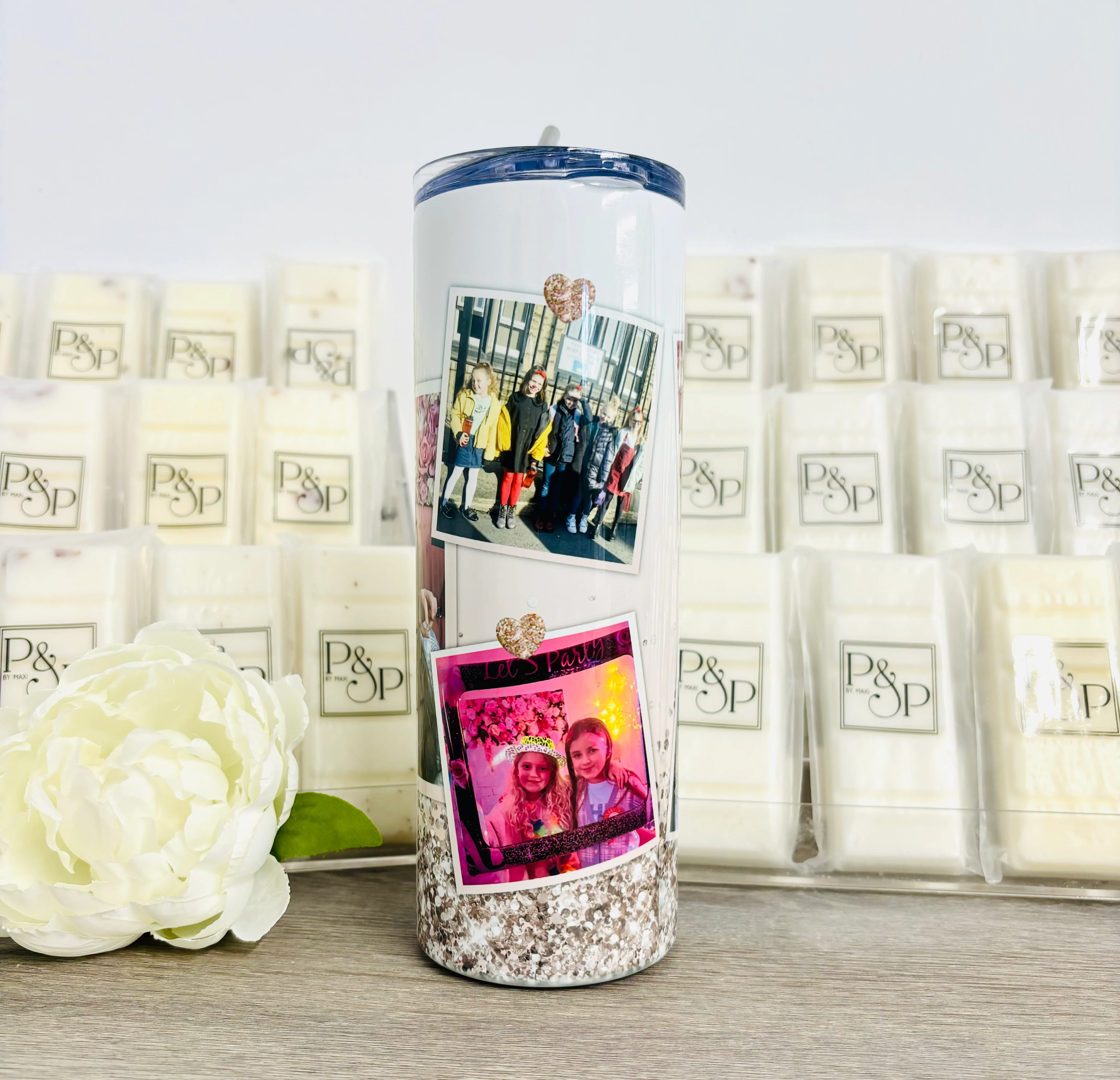 7 Photo Rose Gold Glitter Tumbler - Image 6
