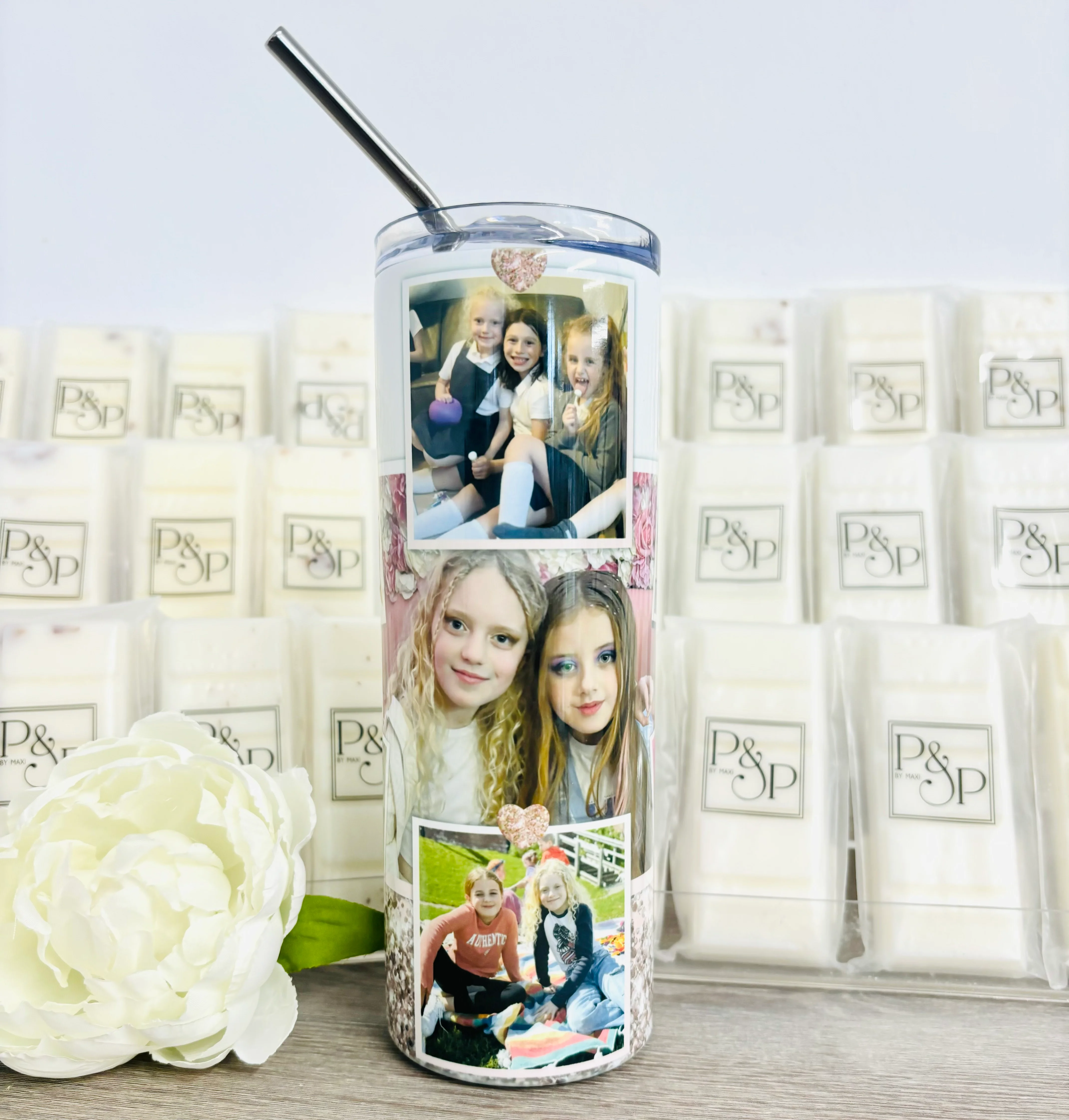 7 Photo Rose Gold Glitter Tumbler - Image 7