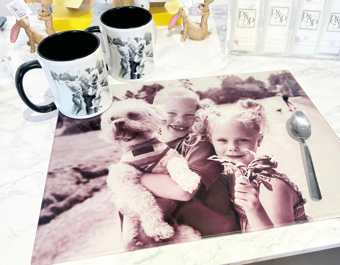 A3 Rectangle Smooth Photo Chopping Board + 2 Mugs Bundle - Image 3