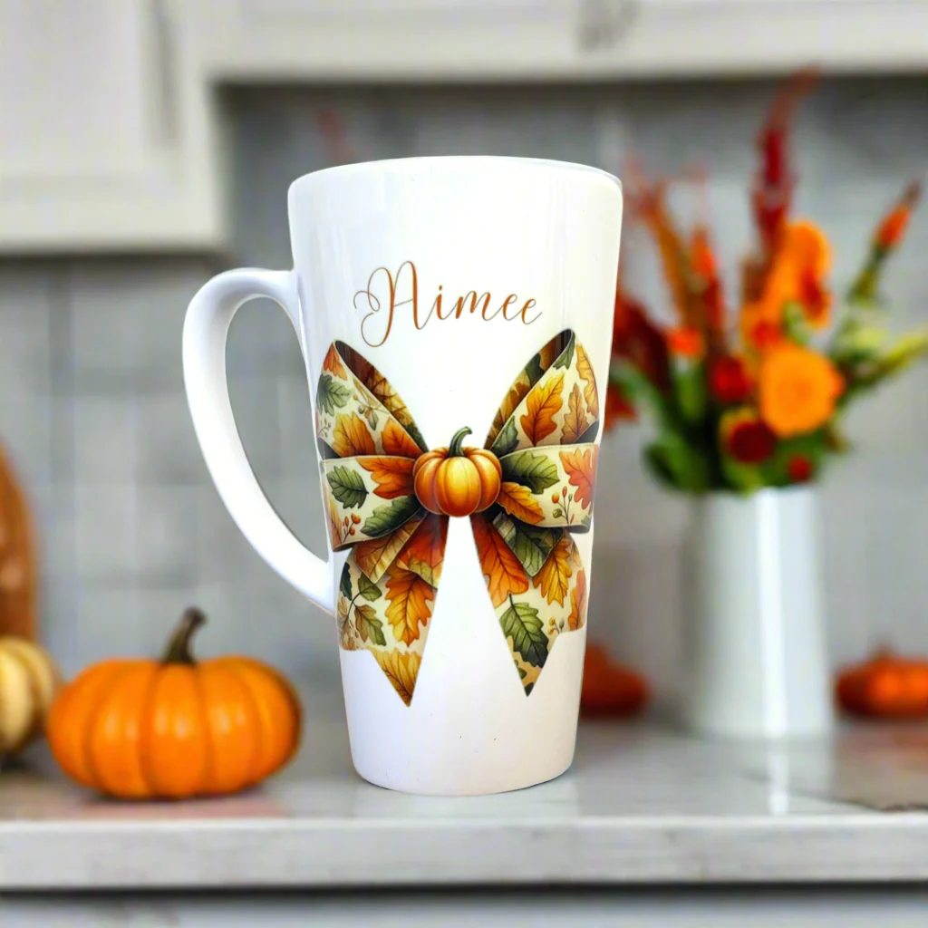 Autumnal Pumpkin Bow Latte 17oz Latte Mug