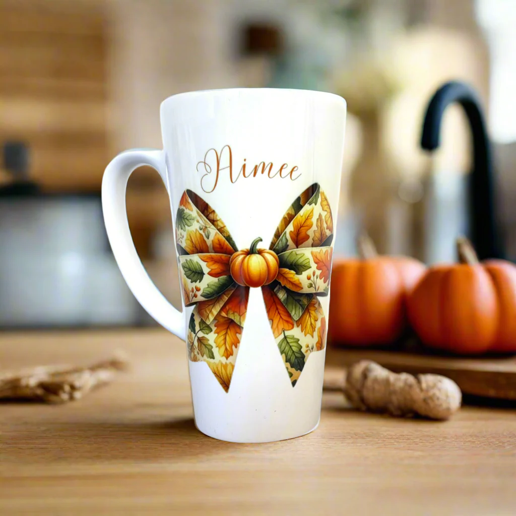 Autumnal Pumpkin Bow Latte 17oz Latte Mug - Image 2