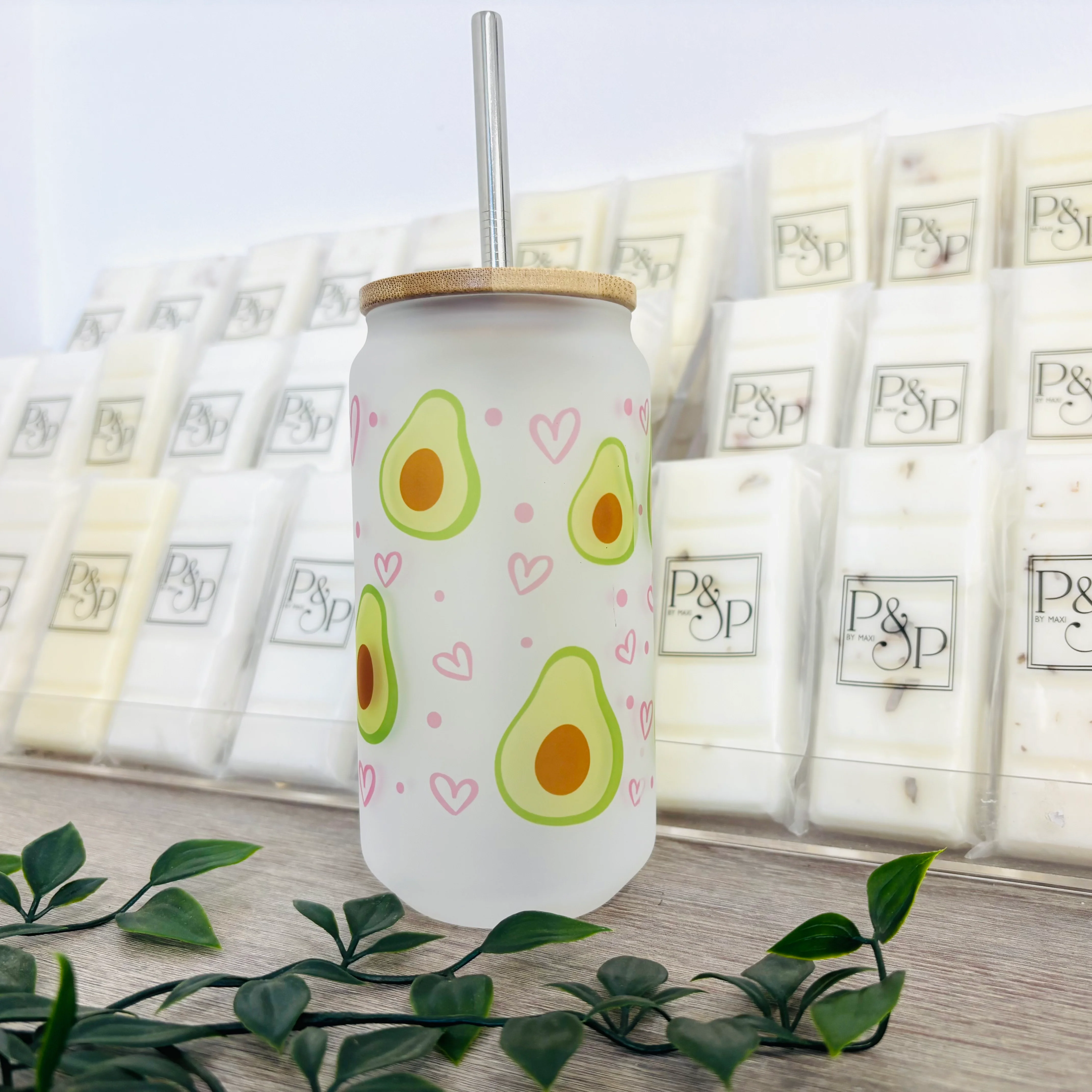 Avocado Frosted Glass Can 18oz Tumbler - Image 2