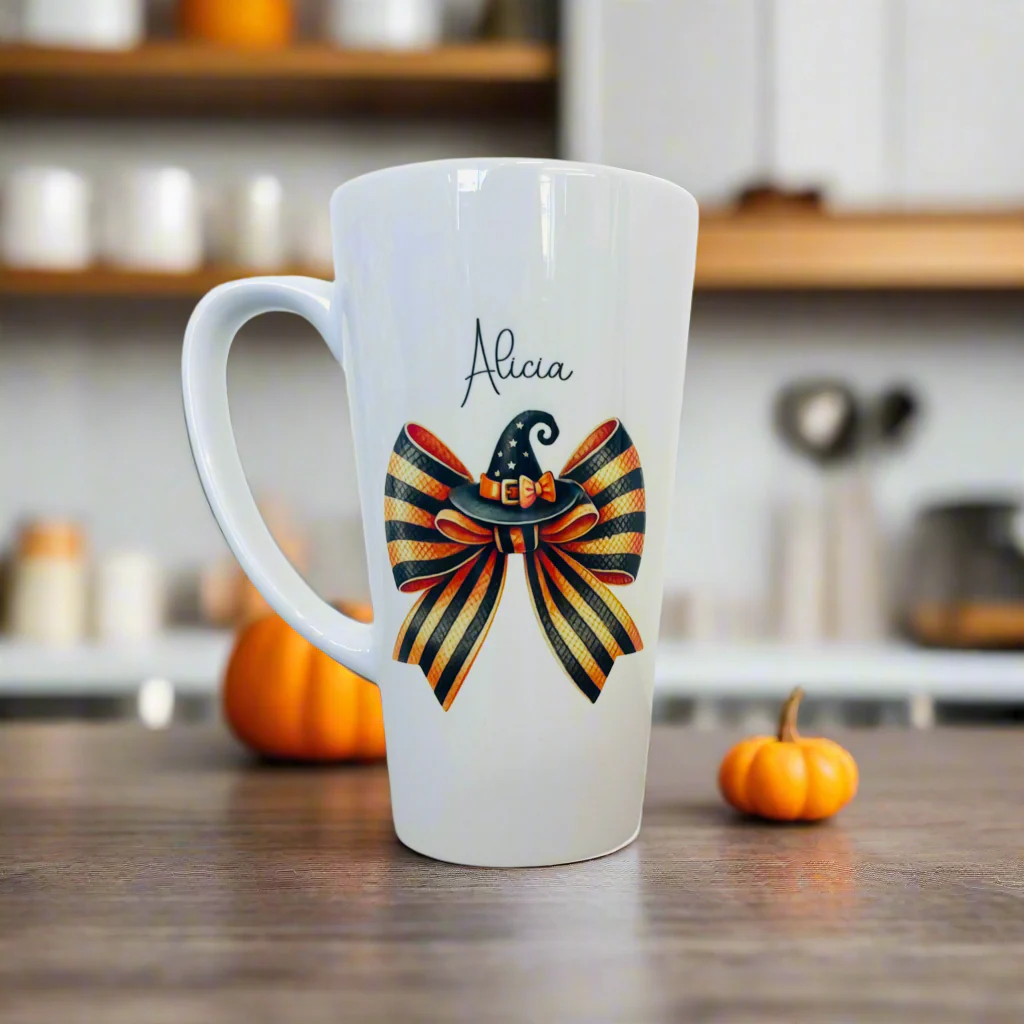 Black and Orange 17oz Latte Mug - Image 2