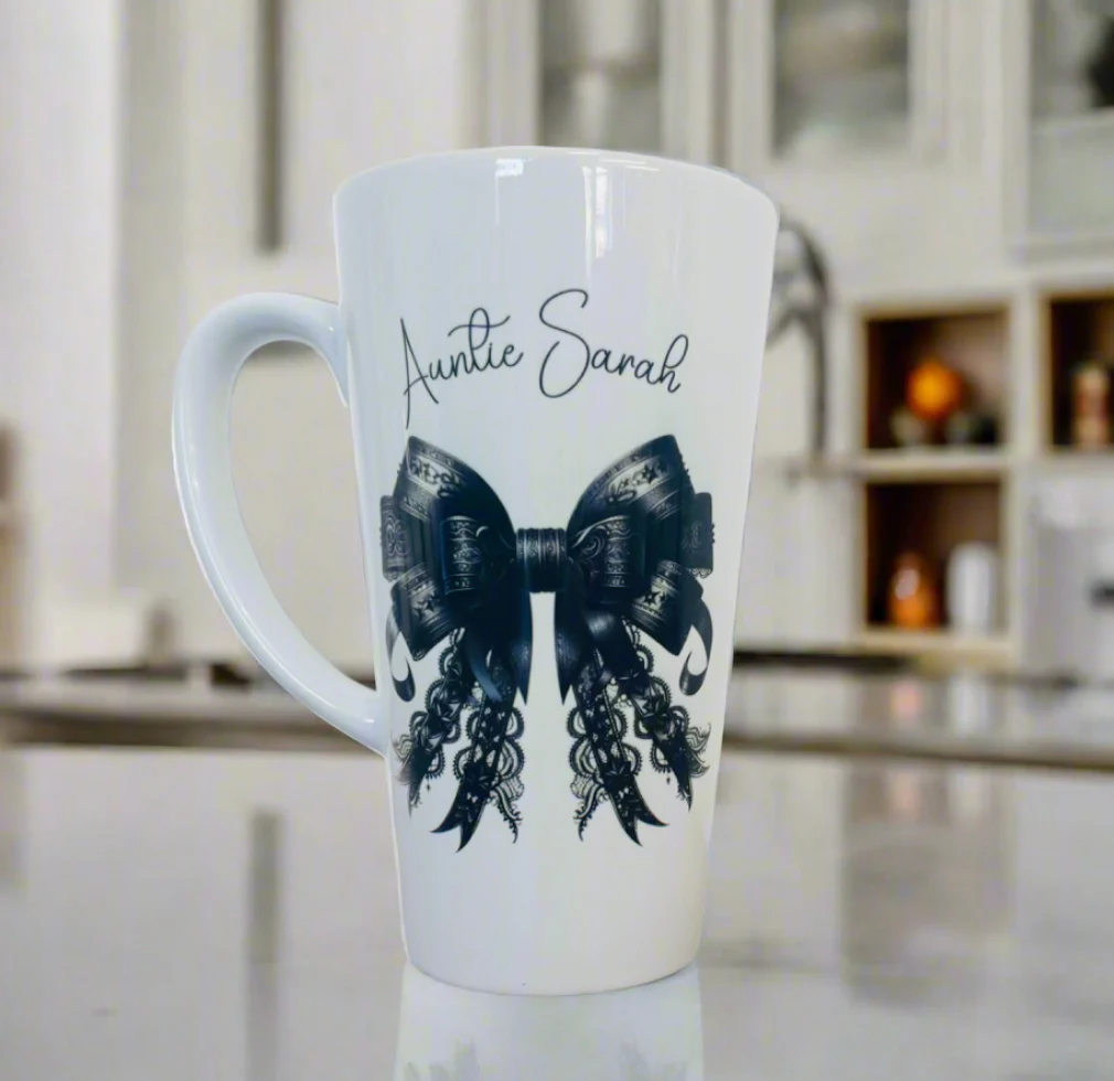 Black bow 17oz Latte Mug - Image 2
