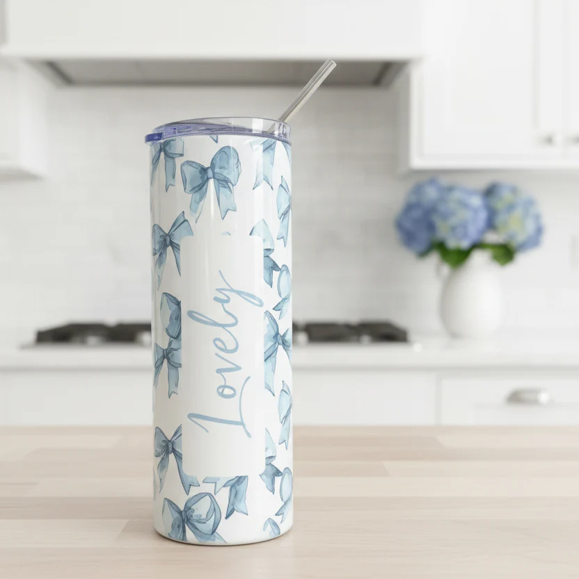 Blue Bow Named Tumbler