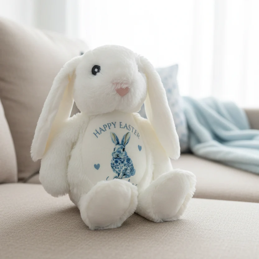 Blue Floral Bunny Teddy - Happy Easter - Image 2