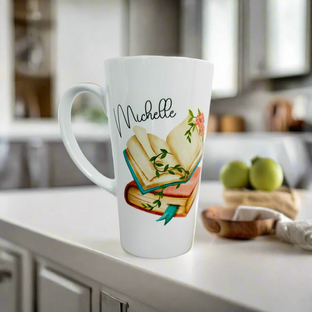 Book Latte Ceramic Mug 17oz