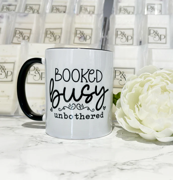 Booked Busy and Unbothered Mug