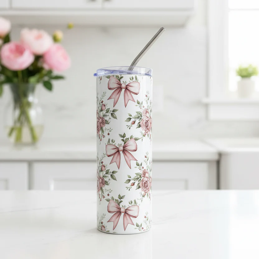 Vintage Rose and bows Named Tumbler - Image 2