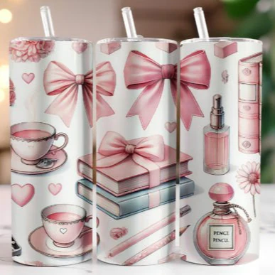 Bows and Books Skinny Tumbler