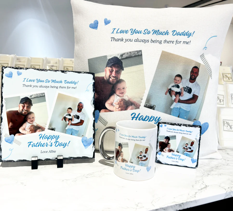 Bundle: Cushion, Chopping Board and 19cm Photo Slate, Mug & Coaster - Image 2