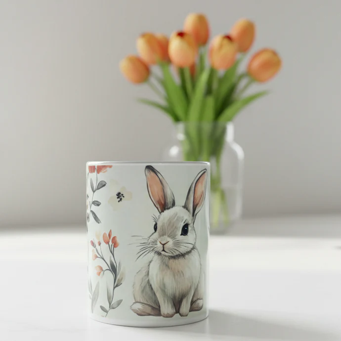 Bunny Grey Handle Mug - Image 2