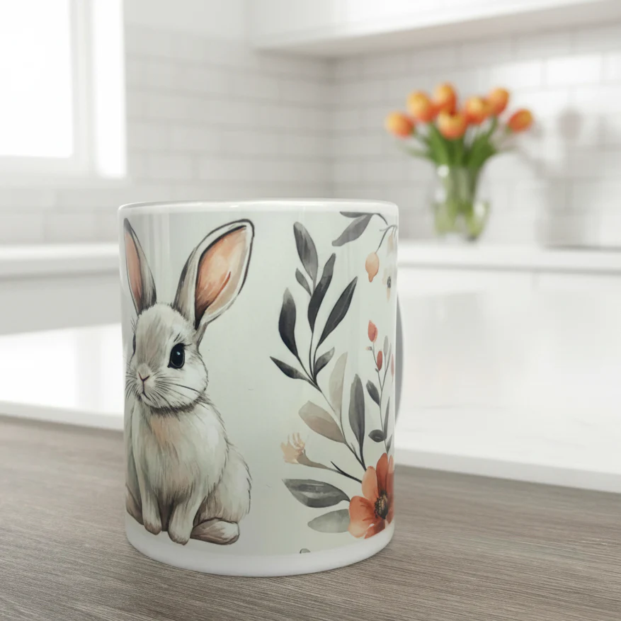 Bunny Grey Handle Mug - Image 3