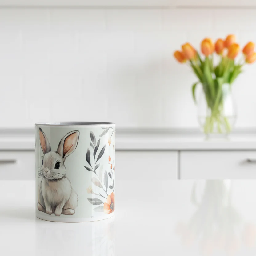Bunny Grey Handle Mug - Image 4