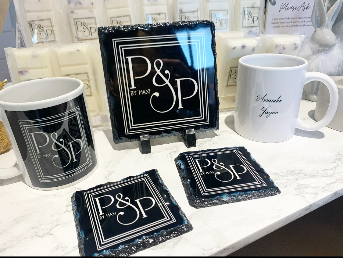 2 Mugs & 2 Coasters and 14cm Slate - Business Meeting Pack (Personalised) - Image 3