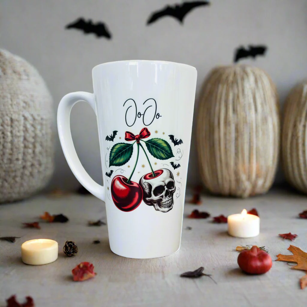 Cherry Skull Latte 17oz Latte Mug
