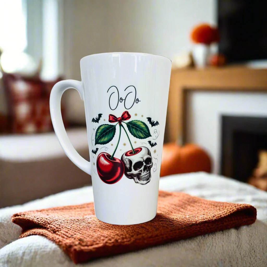 Cherry Skull Latte 17oz Latte Mug - Image 2