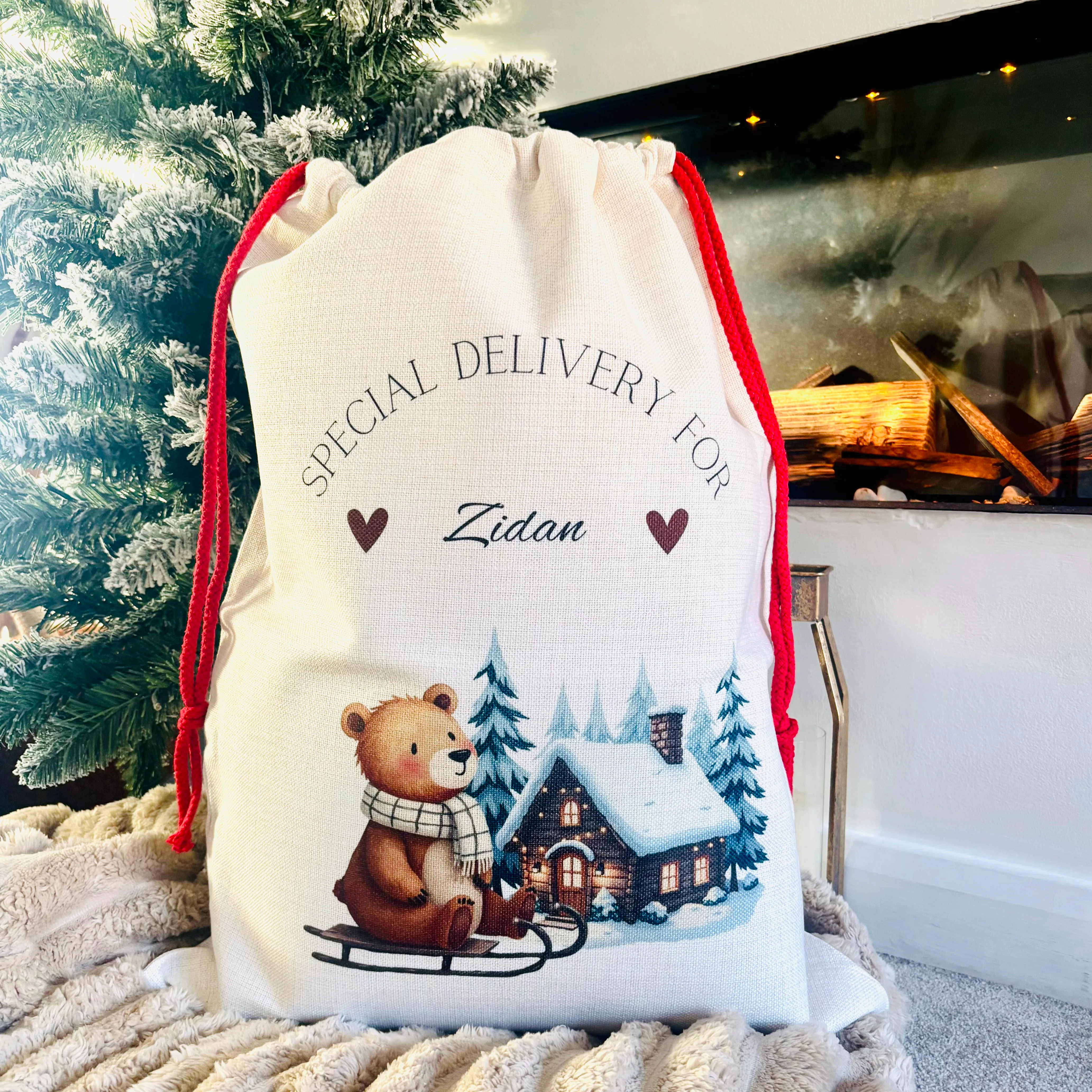 Sledding Bear Santa Sack - Image 2