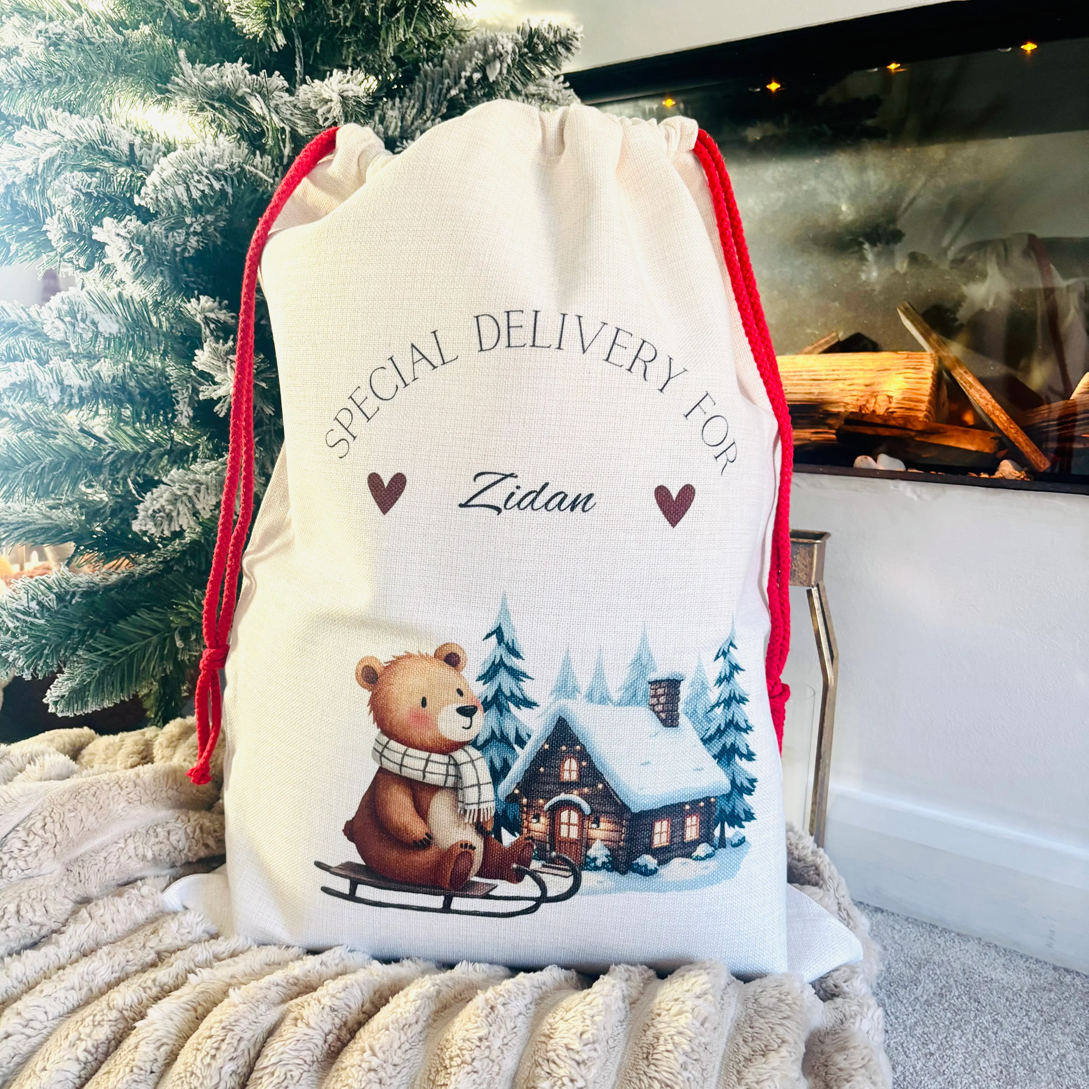 Sledding Bear Santa Sack - Image 3