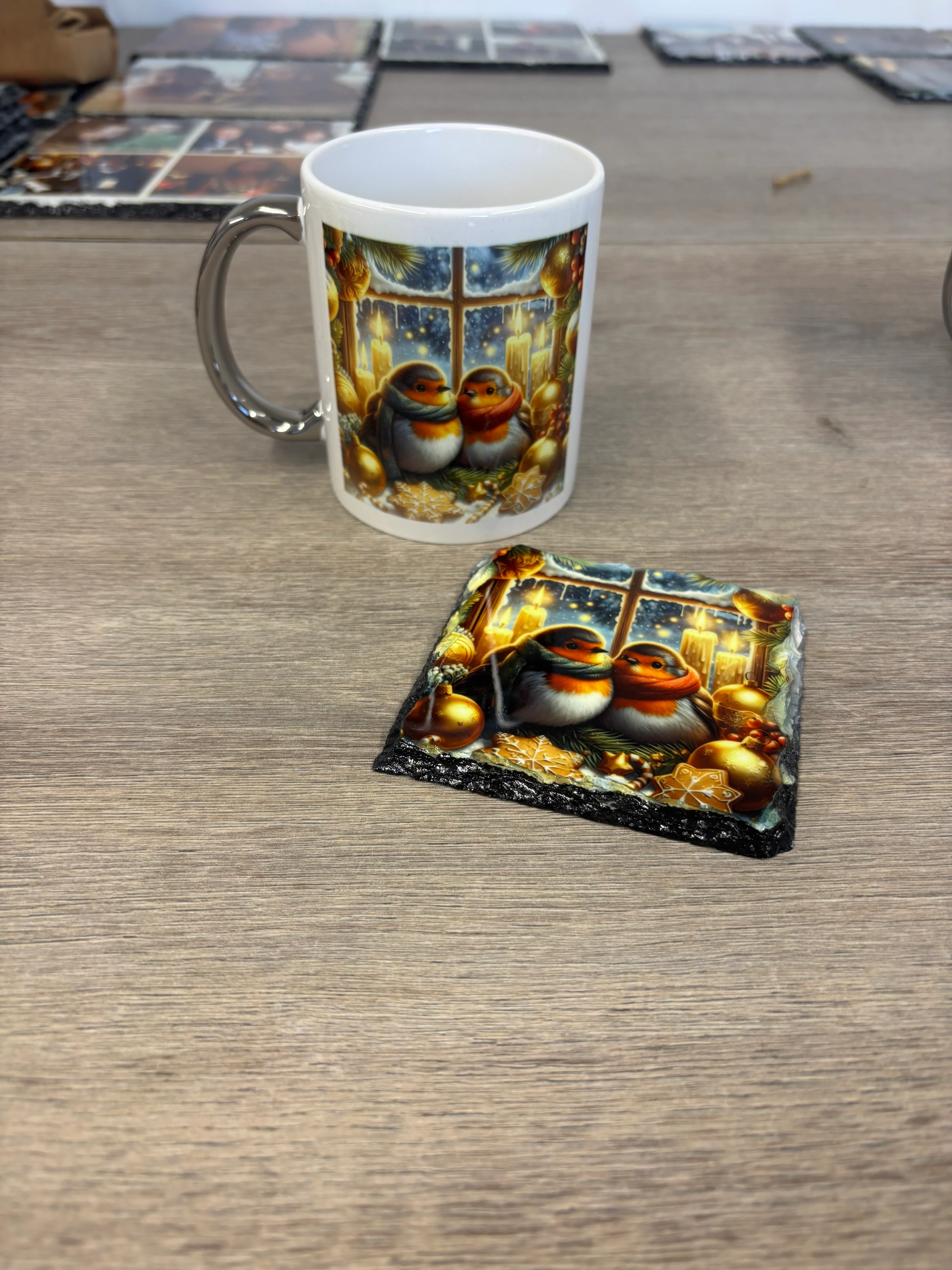 Christmas Robin Mug and Coaster Set - Image 2