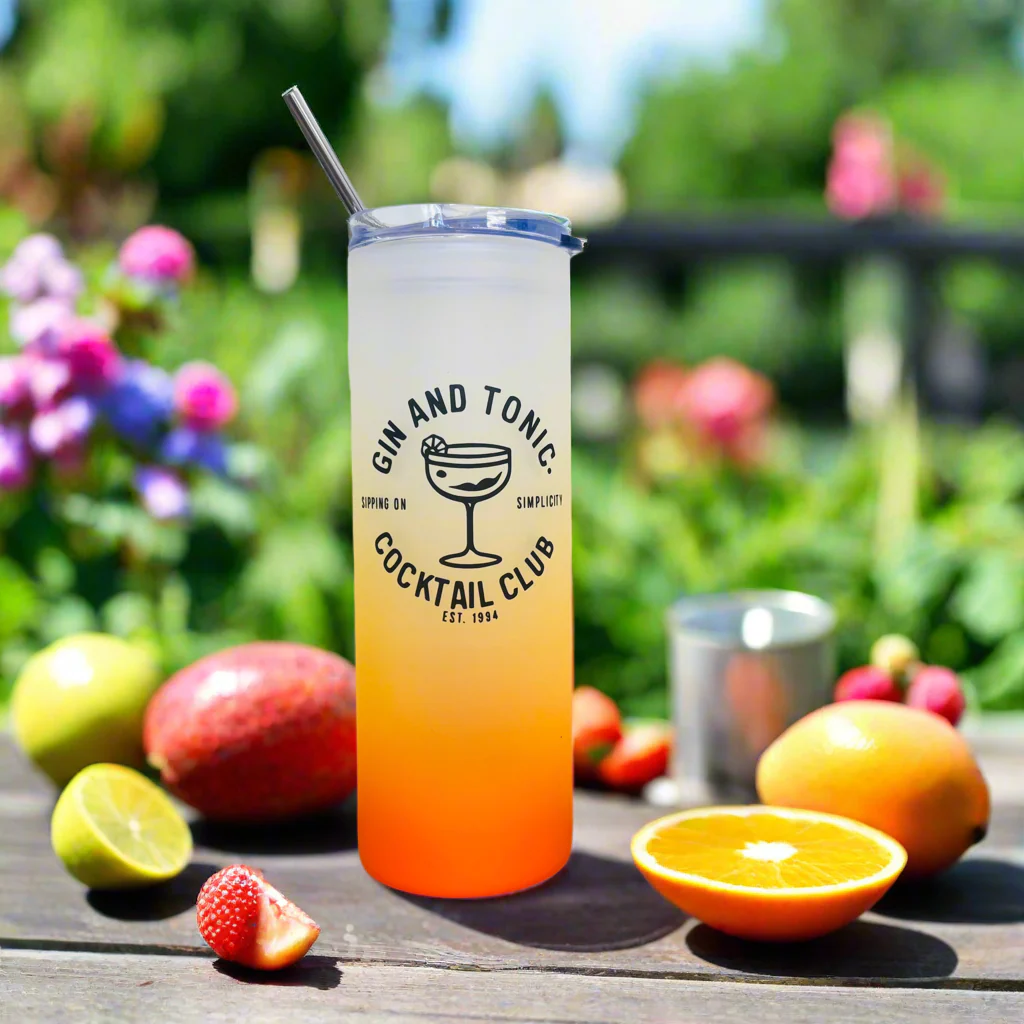 Cocktail Tall Neon Skinny Glass Tumbler 25oz - Image 5