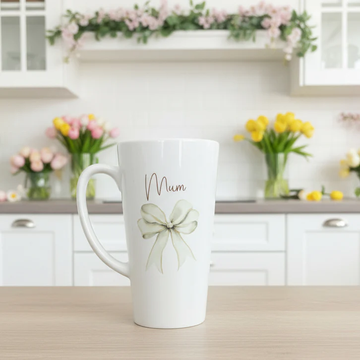 Cream bow Mini Latte Mug - Image 3