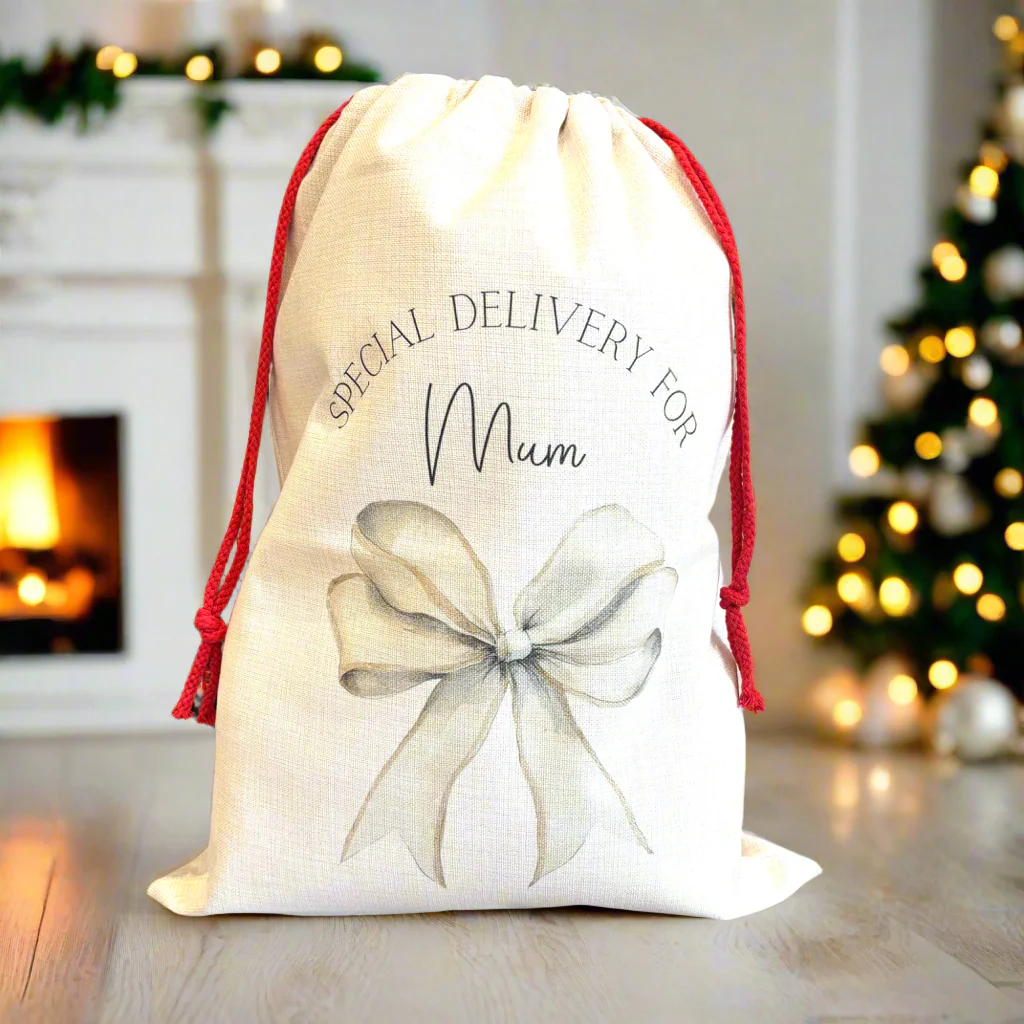 Cream Bow Santa Sack - Image 2