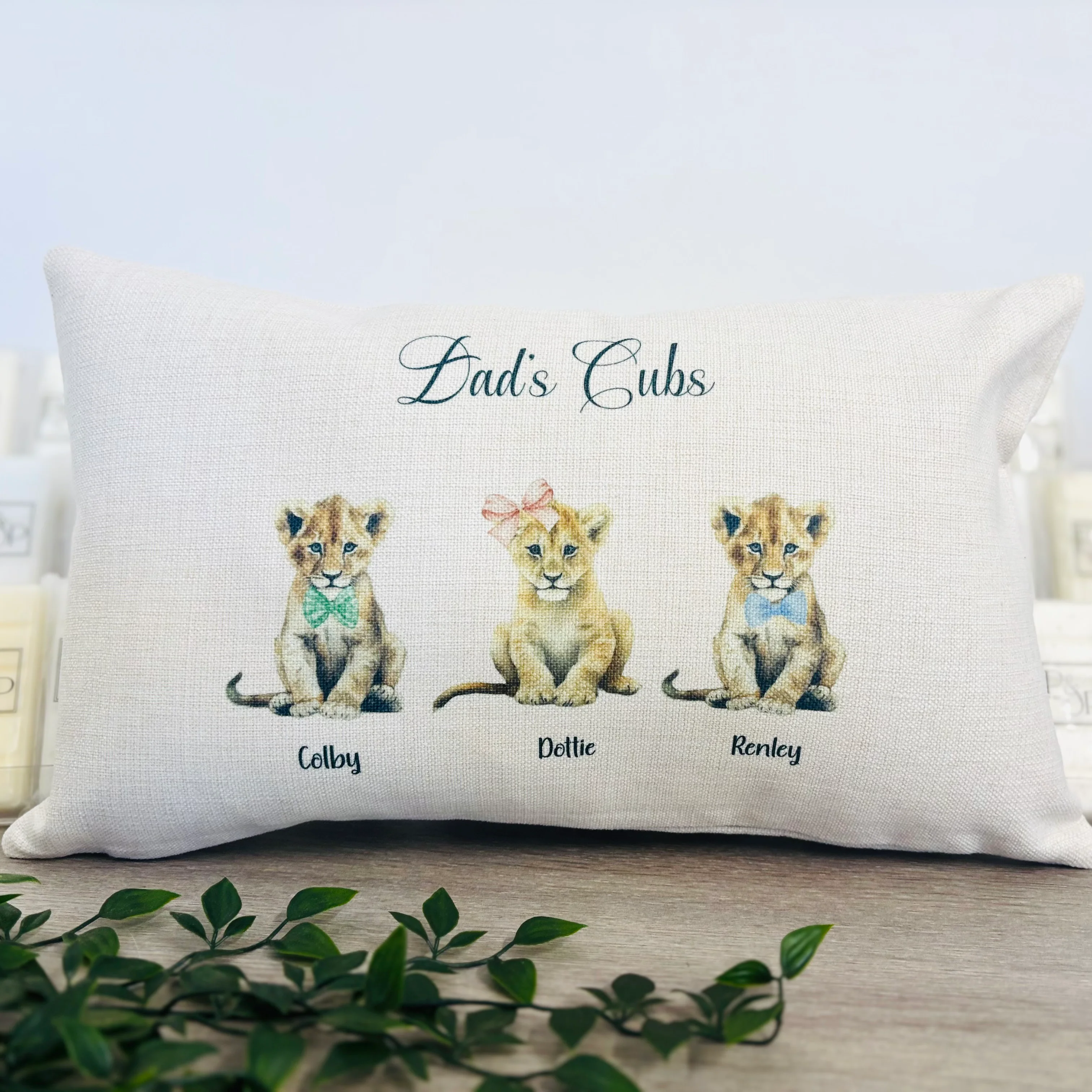 Daddy/Dad/Grandads Lion Cubs Filled Cushion - Image 3