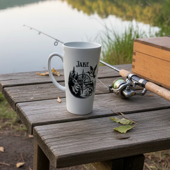 Deer/ Fish Latte Ceramic Mug 17oz inc Box - Image 2