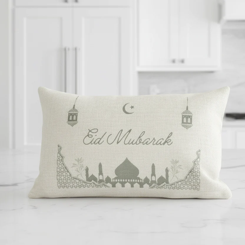 Eid Mubarak Sage Green Long Cushion