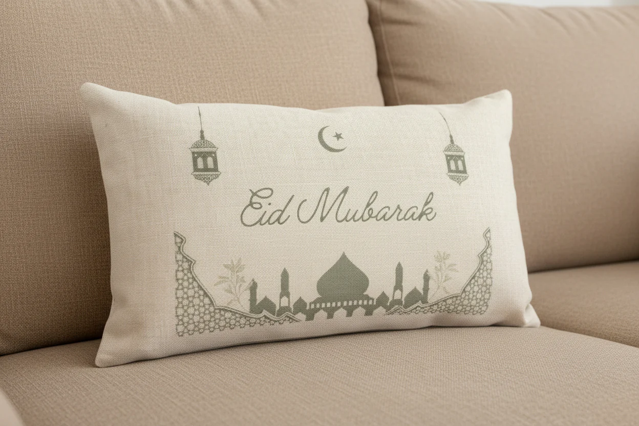 Eid Mubarak Sage Green Long Cushion - Image 2