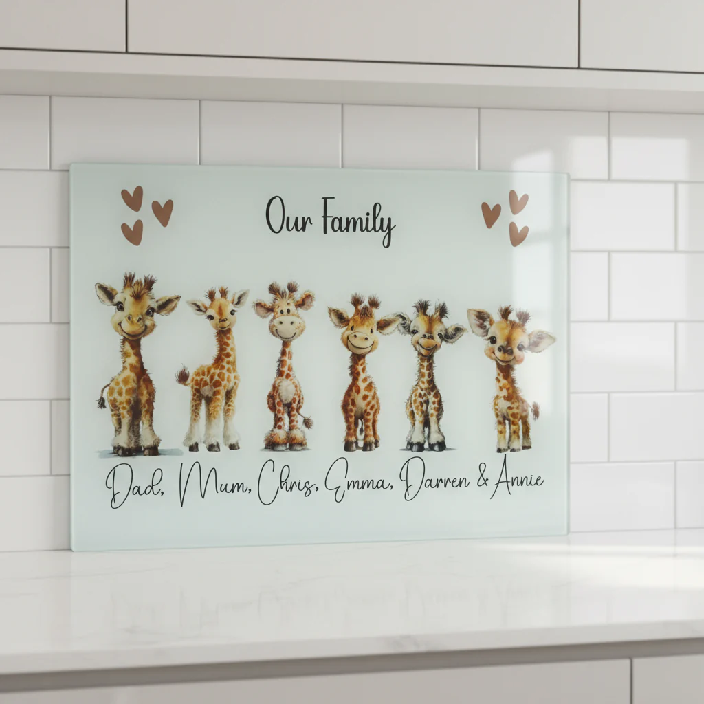 Family Giraffe - A3 Splashback / Choppingboard