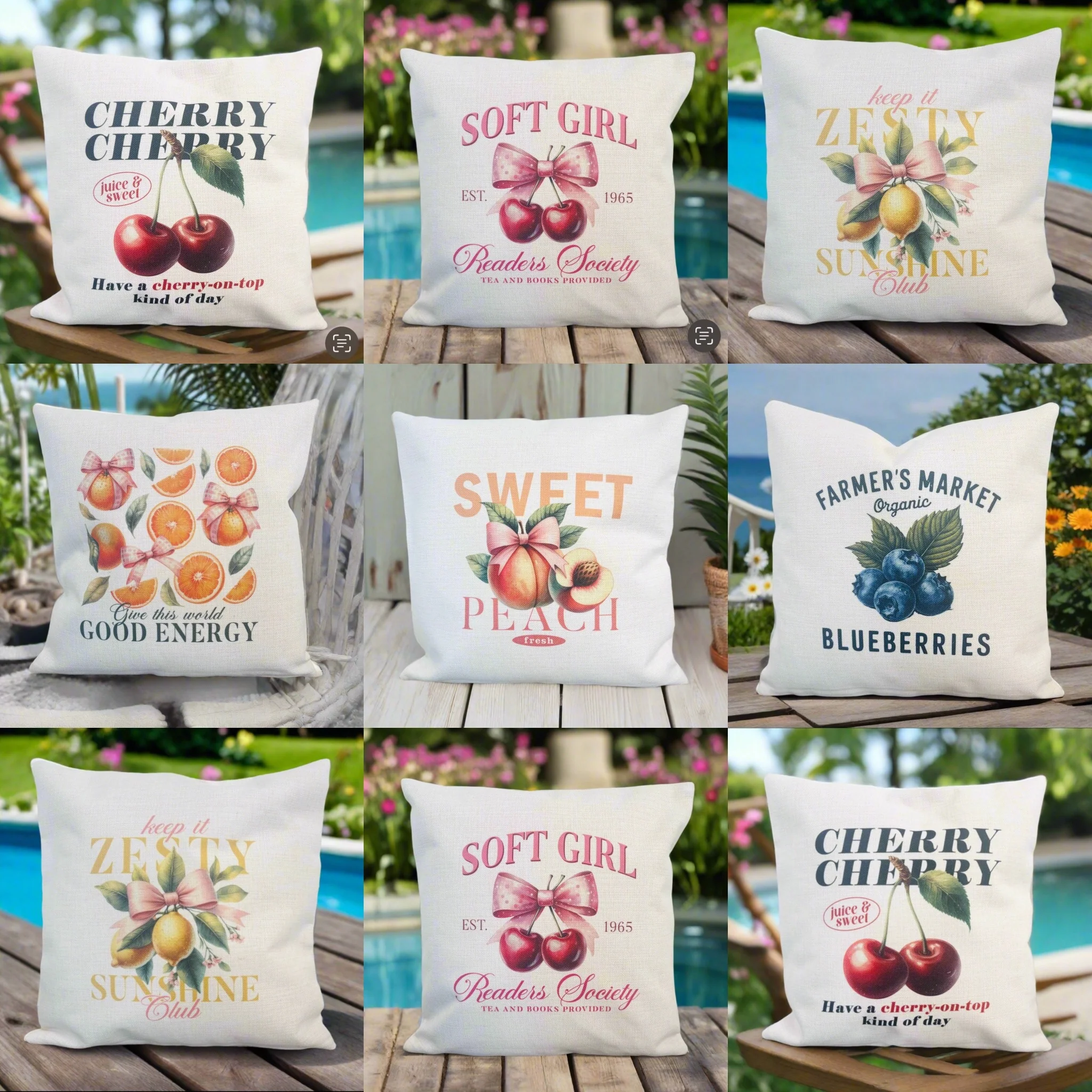 Filled Cushion with Fruits With Bows (Choose your Fruit)