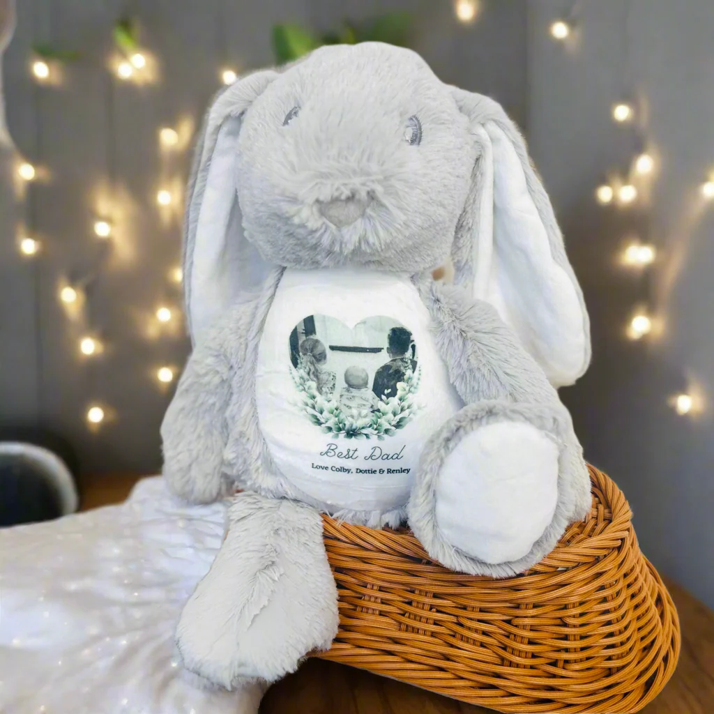 Floppy Rabbit Plush Teddy - “Best Dad Ever”