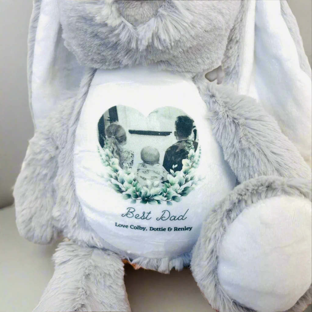 Floppy Rabbit Plush Teddy - “Best Dad Ever” - Image 2