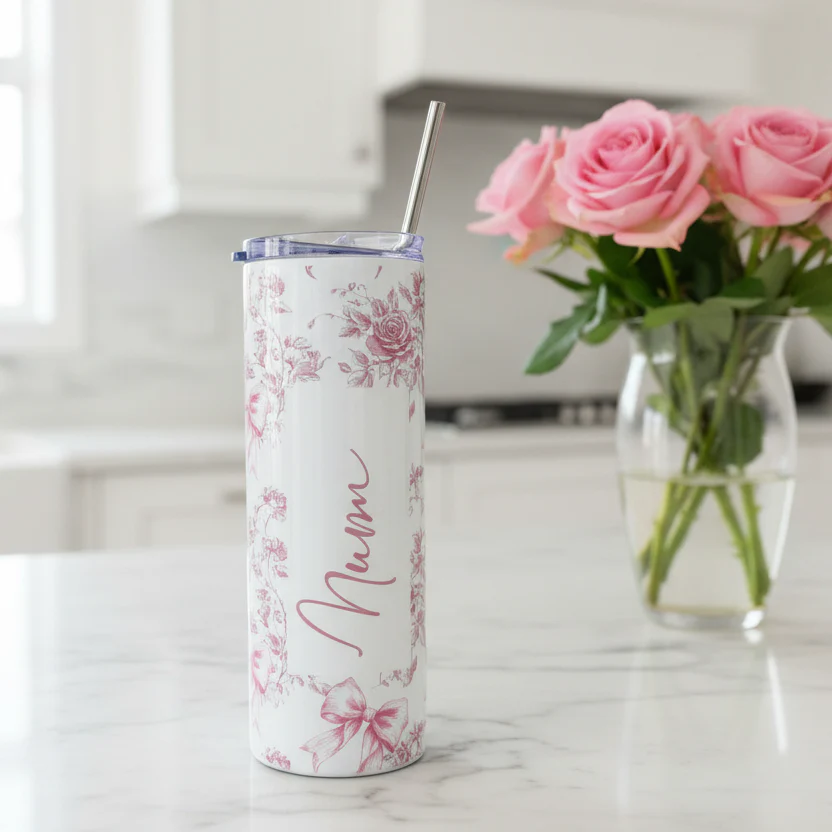 Floral Bow and Roses Named Tumbler - Image 3