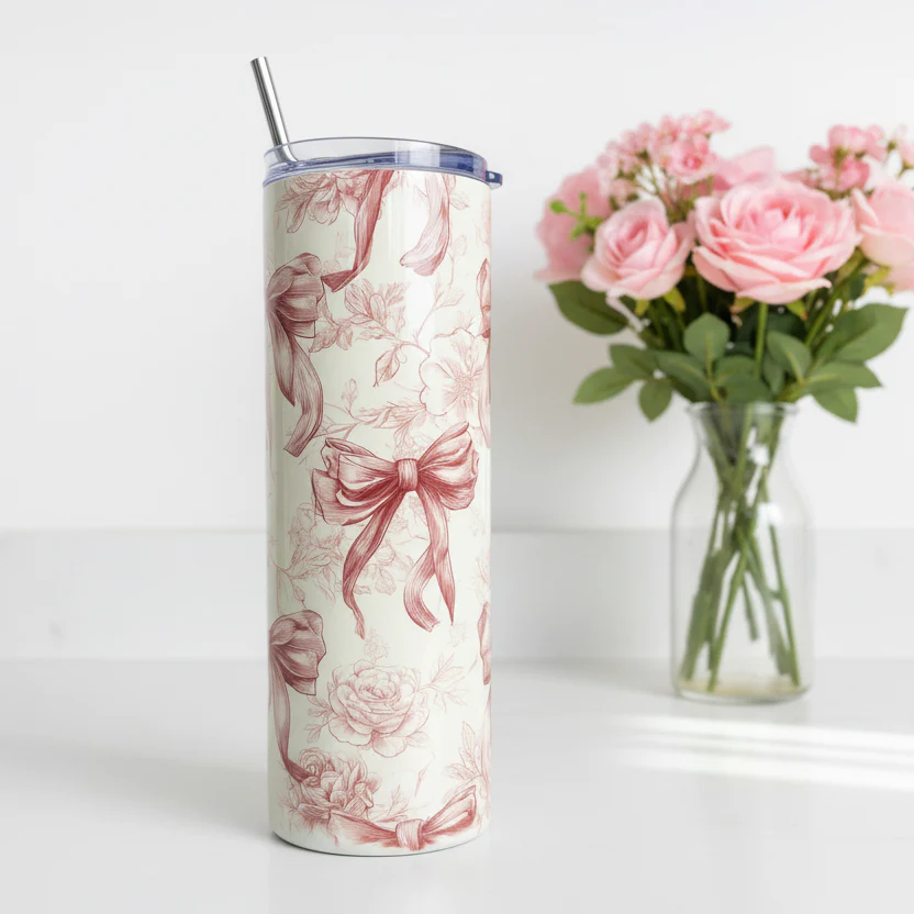 Floral Bow and Roses2 Named Tumbler - Image 2