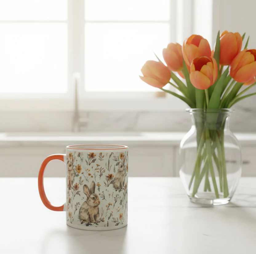 Floral Rabbit Spring Mug - Image 2