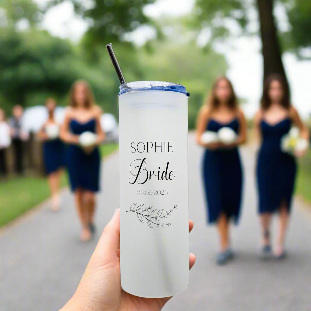 Frosted Glass Bride/ Bridesmaid Floral Tumbler - Image 2
