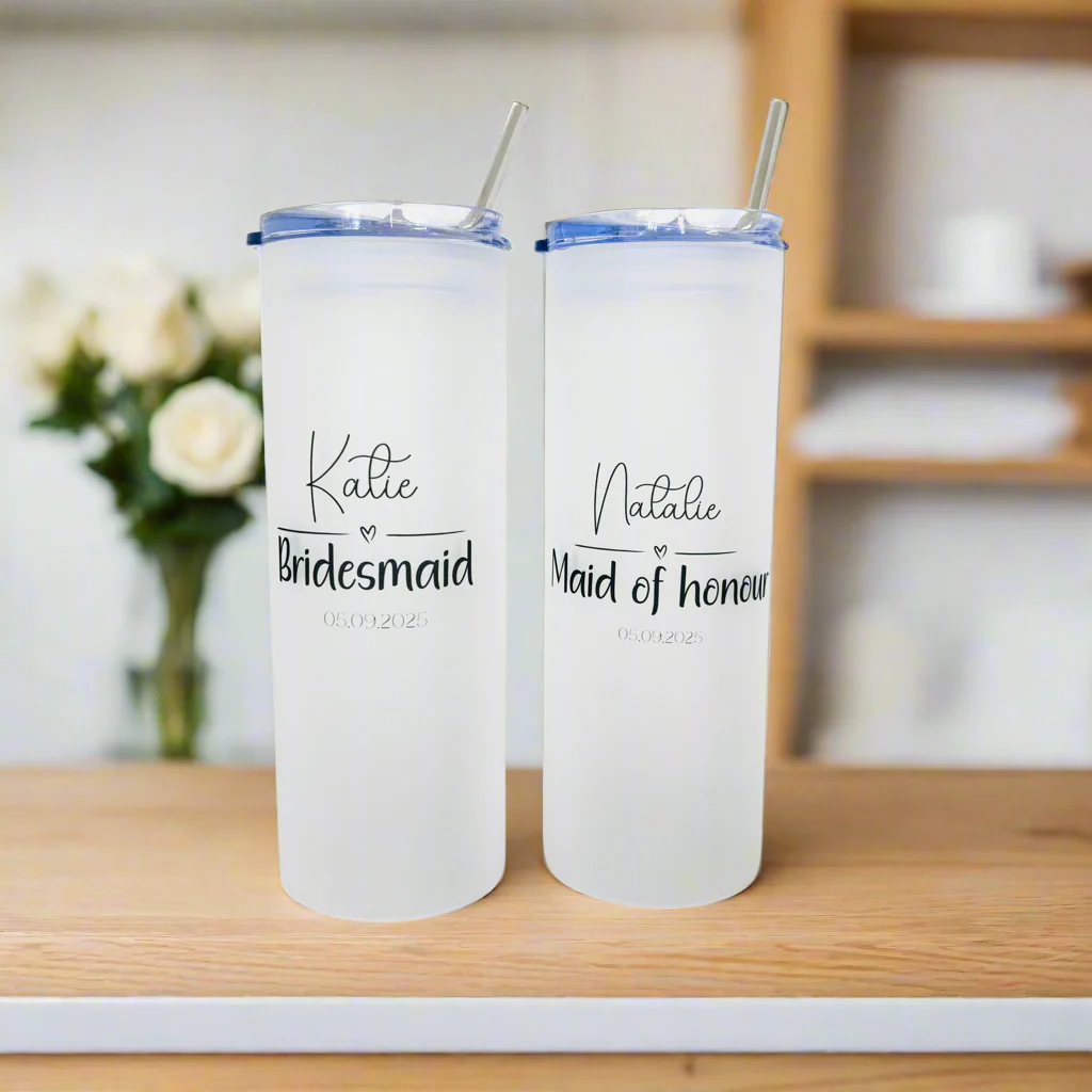 Frosted Glass Bride/ Bridesmaid Heart Tumbler - Image 2