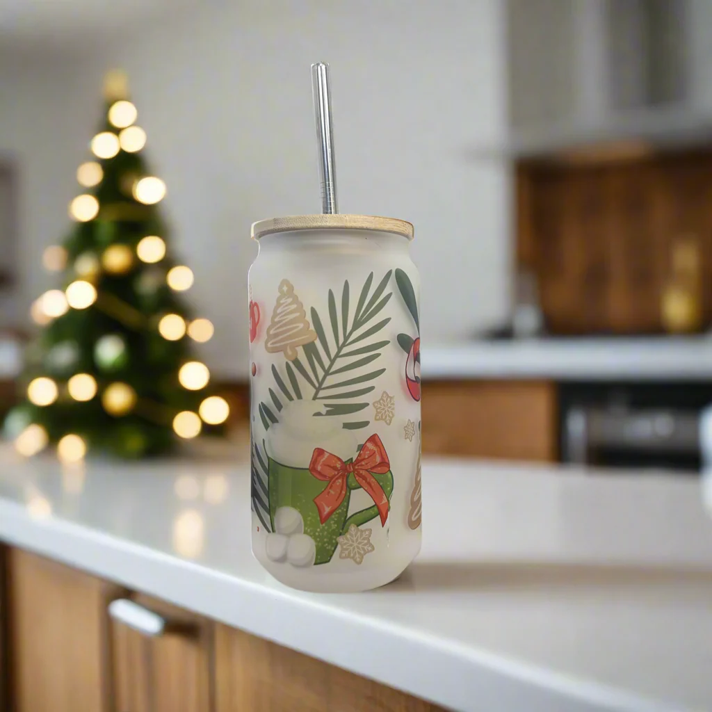 Gingerbread Glass Can 18oz Tumbler - Image 2