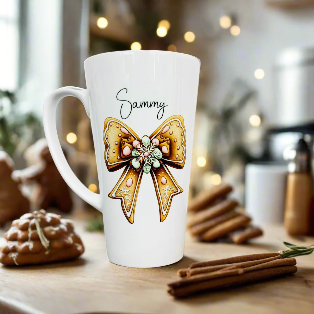 Gingerbread Bow Latte Ceramic Mug 17oz inc Box - Image 2